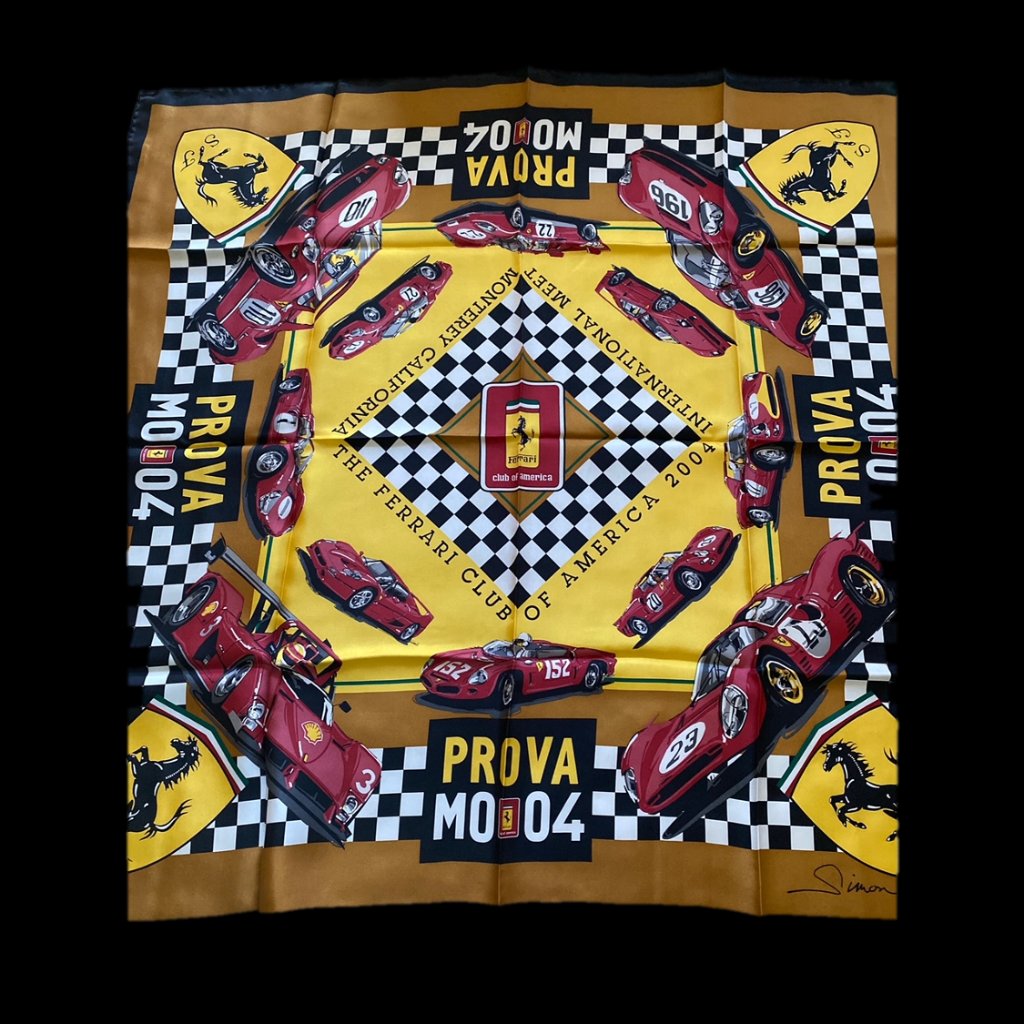 2004 Fca Ferrari Club Of America Monterey Silk Scarf